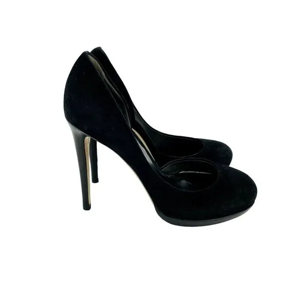 Reed Krakoff Pumps Black Suede Leather Platform Pumps Heels Shoes 35.5 New