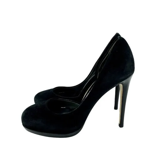 Reed Krakoff Pumps Black Suede Leather Platform Pumps Heels Shoes 35.5 New