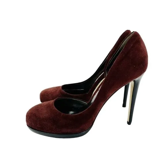 Reed Krakoff Pumps Burgundy Suede Leather Platform Heels Shoes 36.5 EU New