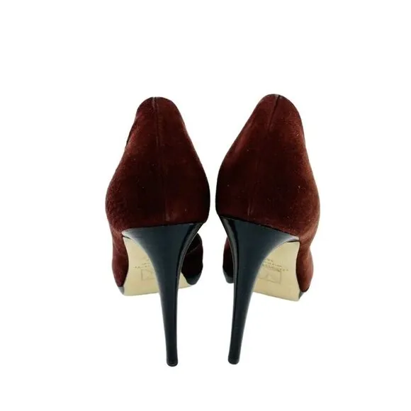 Reed Krakoff Pumps Burgundy Suede Leather Platform Heels Shoes 36.5 EU New