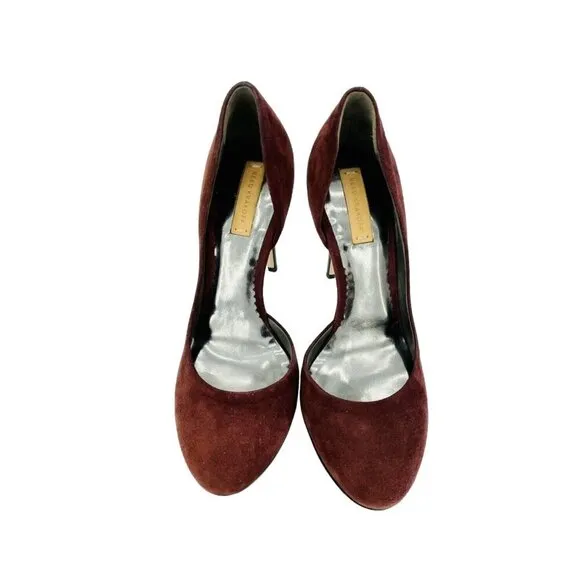 Reed Krakoff Pumps Burgundy Suede Leather Platform Heels Shoes 36.5 EU New