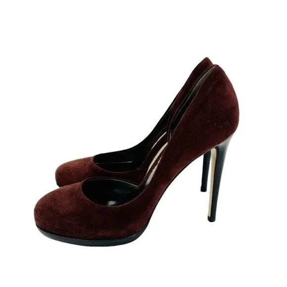 Reed Krakoff Pumps Burgundy Suede Leather Platform Heels Shoes 36.5 EU New