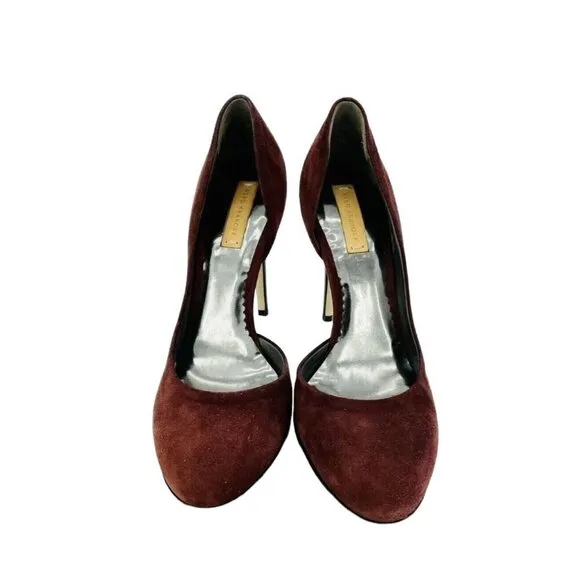 Reed Krakoff Pumps Burgundy Suede Leather Platform Heels Shoes 36.5 EU New