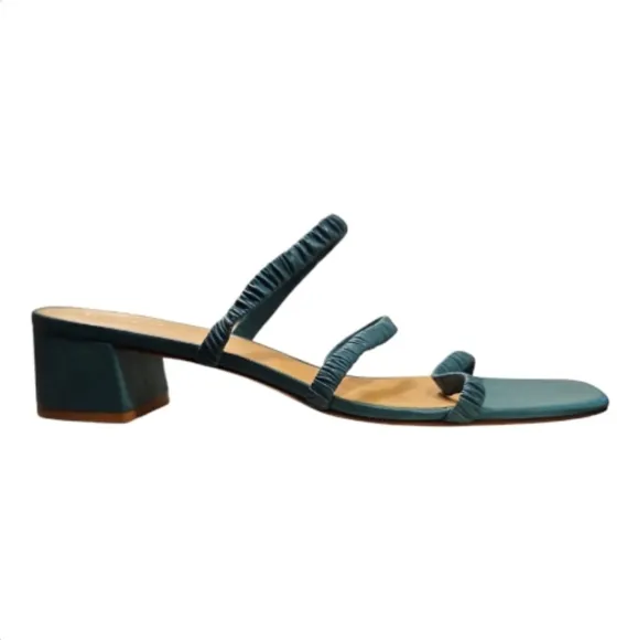 REFORMATION | 'Assunta' Strappy Block Heel Slide Sandals in Green ~ Size US 9.5