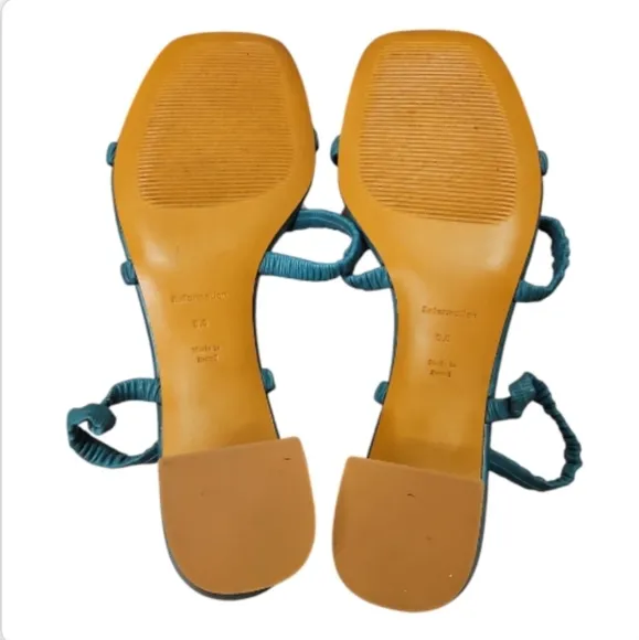 REFORMATION | 'Assunta' Strappy Block Heel Slide Sandals in Green ~ Size US 9.5