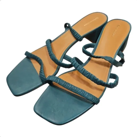 REFORMATION | 'Assunta' Strappy Block Heel Slide Sandals in Green ~ Size US 9.5