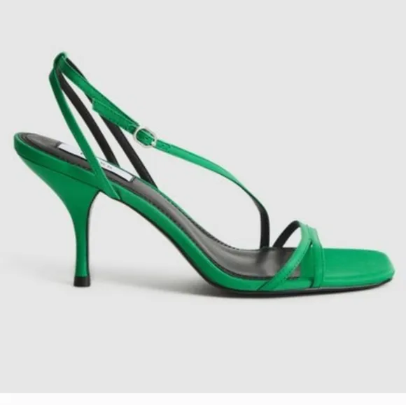 Reiss Mid Heel Strappy Sandal Heel Green Size EU 39 US 8.5