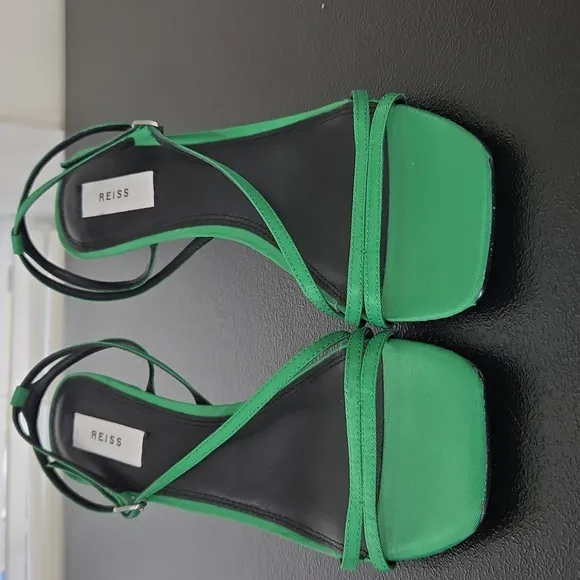 Reiss Mid Heel Strappy Sandal Heel Green Size EU 39 US 8.5