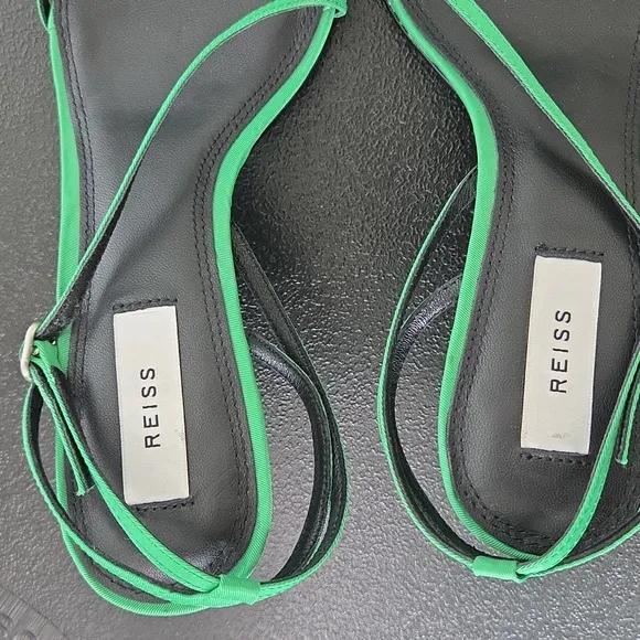 Reiss Mid Heel Strappy Sandal Heel Green Size EU 39 US 8.5