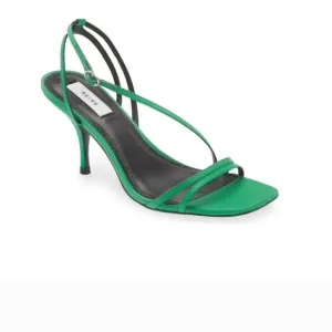 Reiss Mid Heel Strappy Sandal Heel Green Size EU 39 US 8.5