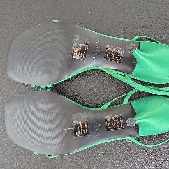 Reiss Mid Heel Strappy Sandal Heel Green Size EU 39 US 8.5