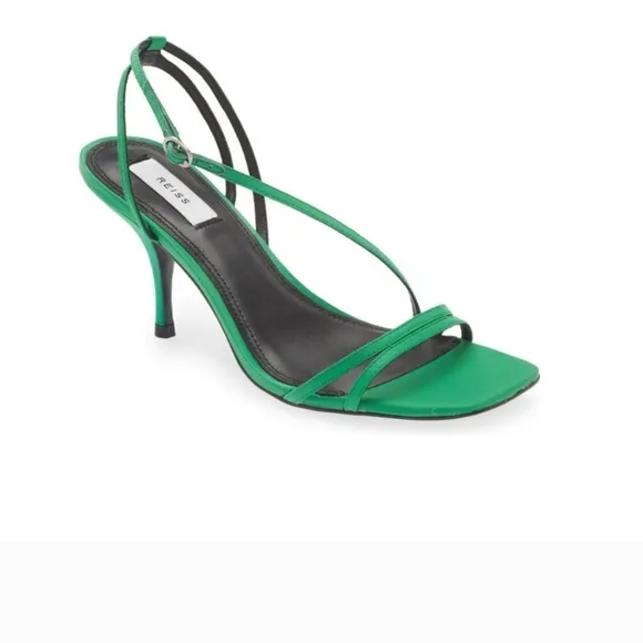 Reiss Mid Heel Strappy Sandal Heel Green Size EU 39 US 8.5