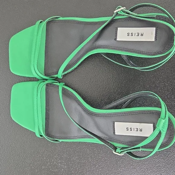 Reiss Mid Heel Strappy Sandal Heel Green Size EU 39 US 8.5