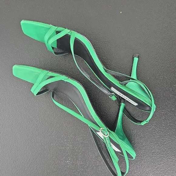 Reiss Mid Heel Strappy Sandal Heel Green Size EU 39 US 8.5