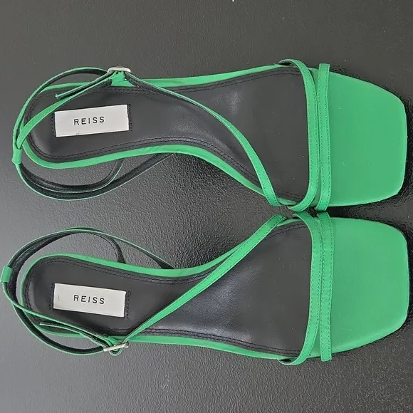 Reiss Mid Heel Strappy Sandal Heel Green Size EU 39 US 8.5