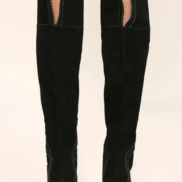 Report Liola Black Suede Over the Knee Boots
