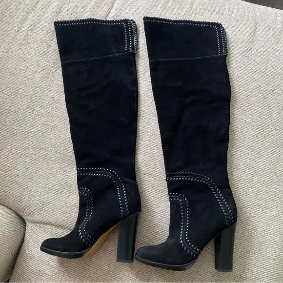 Report Liola Black Suede Over the Knee Boots