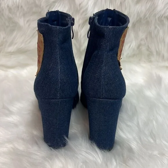Repurposed LEVI Block Heel Denim Booties 8.5 BIN 16