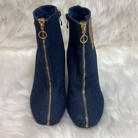 Repurposed LEVI Block Heel Denim Booties 8.5 BIN 16
