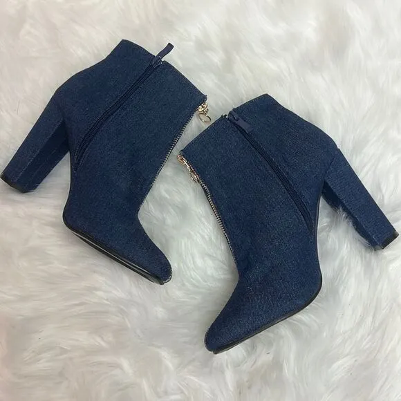 Repurposed LEVI Block Heel Denim Booties 8.5 BIN 16