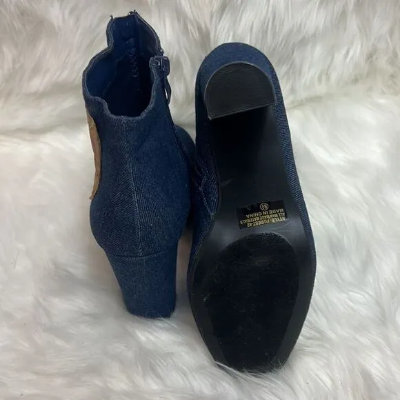 Repurposed LEVI Block Heel Denim Booties 8.5 BIN 16