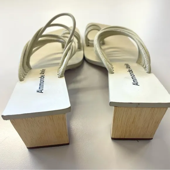 Revolve A’mmonde Atelier Ivory Alessandra Block Heel Sandal Women’s size 8