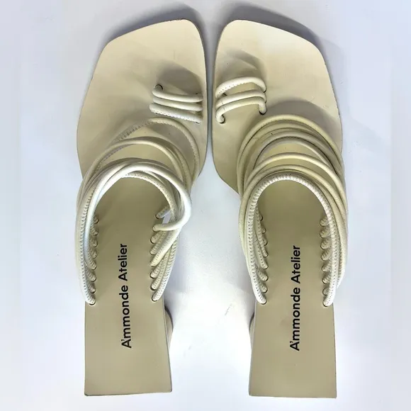 Revolve A’mmonde Atelier Ivory Alessandra Block Heel Sandal Women’s size 8
