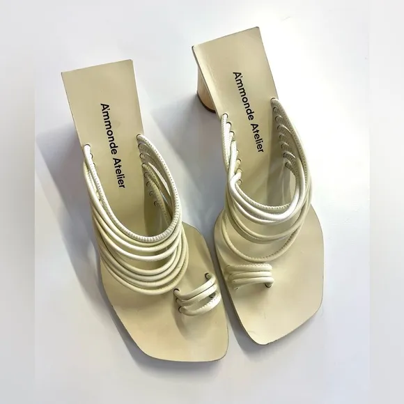 Revolve A’mmonde Atelier Ivory Alessandra Block Heel Sandal Women’s size 8