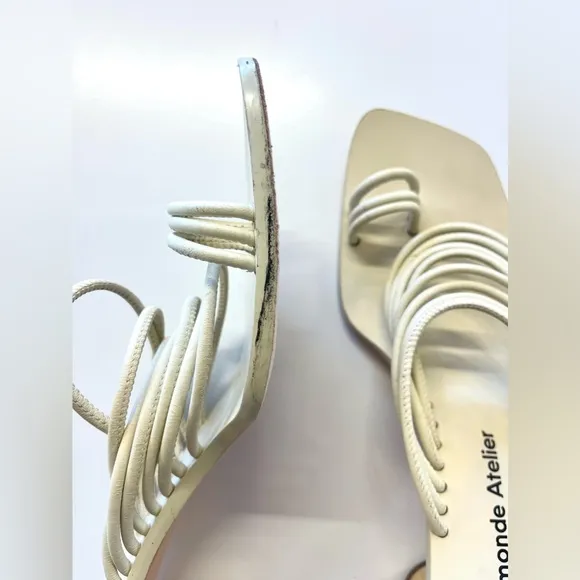 Revolve A’mmonde Atelier Ivory Alessandra Block Heel Sandal Women’s size 8