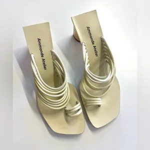 Revolve A’mmonde Atelier Ivory Alessandra Block Heel Sandal Women’s size 8