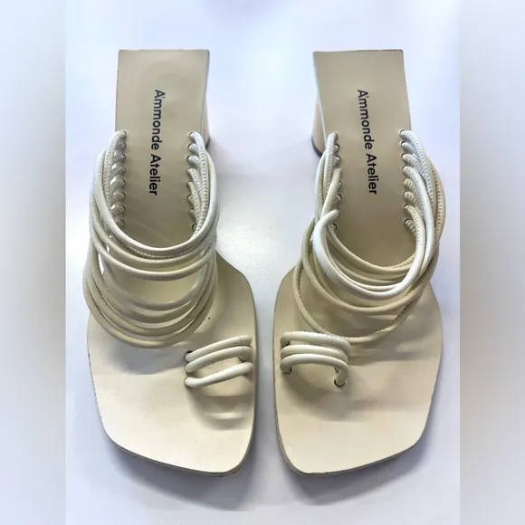 Revolve A’mmonde Atelier Ivory Alessandra Block Heel Sandal Women’s size 8