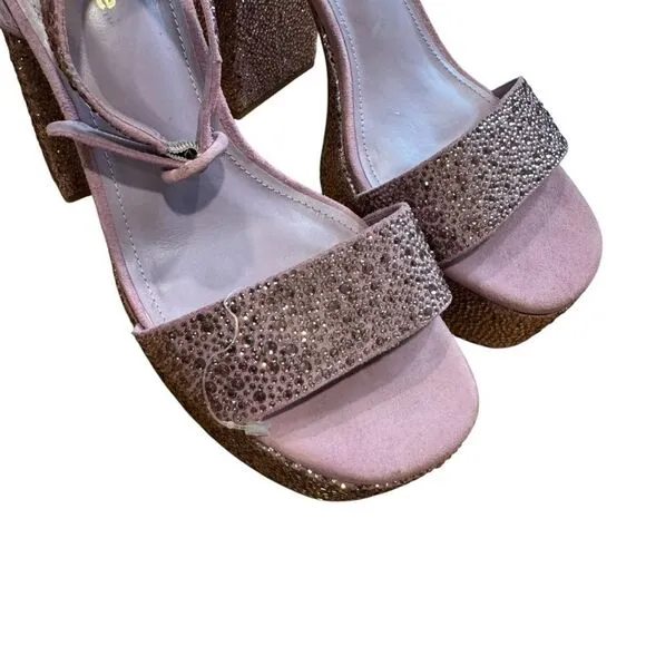 Revolve Larroude Dolly Crystal-Embellished Platform Ankle-Strap Sandals