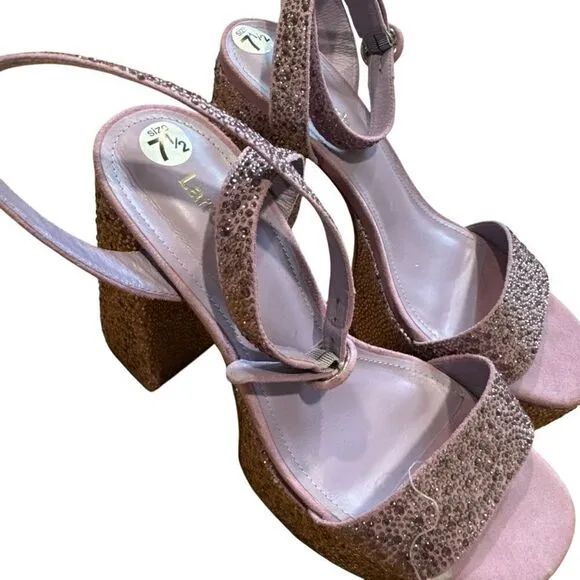 Revolve Larroude Dolly Crystal-Embellished Platform Ankle-Strap Sandals