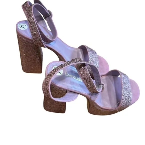Revolve Larroude Dolly Crystal-Embellished Platform Ankle-Strap Sandals