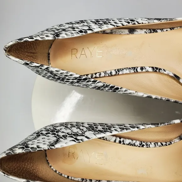 Revolve x Raye &quot;Tia&quot; Leather Heel in Grey Python Size 39.5