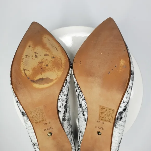 Revolve x Raye &quot;Tia&quot; Leather Heel in Grey Python Size 39.5