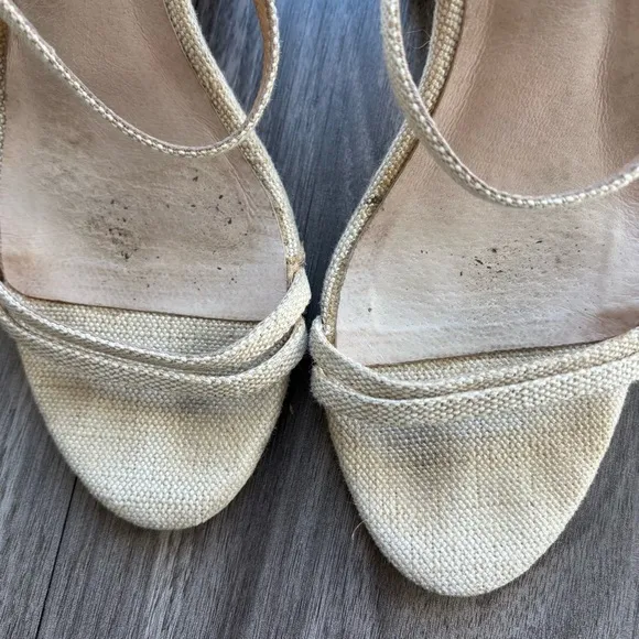 Revolve X Raye Limone Heel Natural Raffia Woven Block Heel Size 6.5