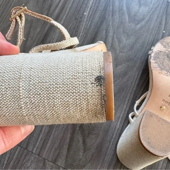 Revolve X Raye Limone Heel Natural Raffia Woven Block Heel Size 6.5