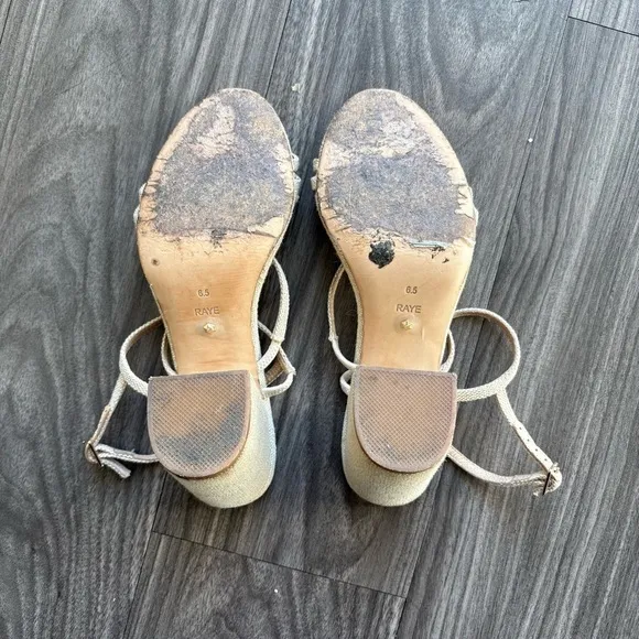 Revolve X Raye Limone Heel Natural Raffia Woven Block Heel Size 6.5