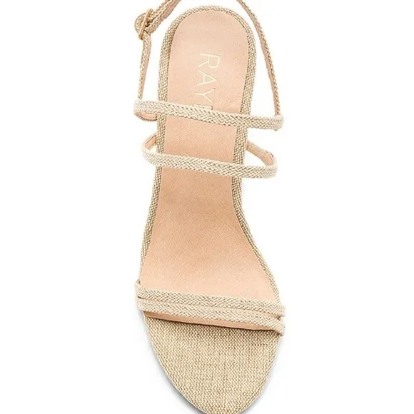 Revolve X Raye Limone Heel Natural Raffia Woven Block Heel Size 6.5