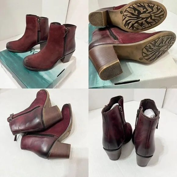 ROAN By Bed Stu NWB Sz 8.5 Lina Burgundy Leather Ankle Boots