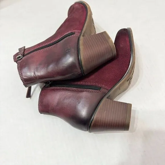 ROAN By Bed Stu NWB Sz 8.5 Lina Burgundy Leather Ankle Boots