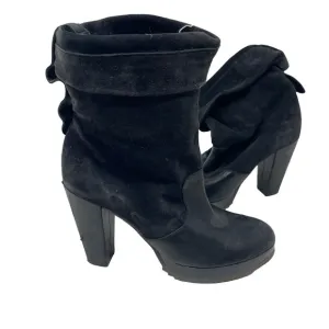 Robert Clergerie black block heel pull on leather suede boots sz 10