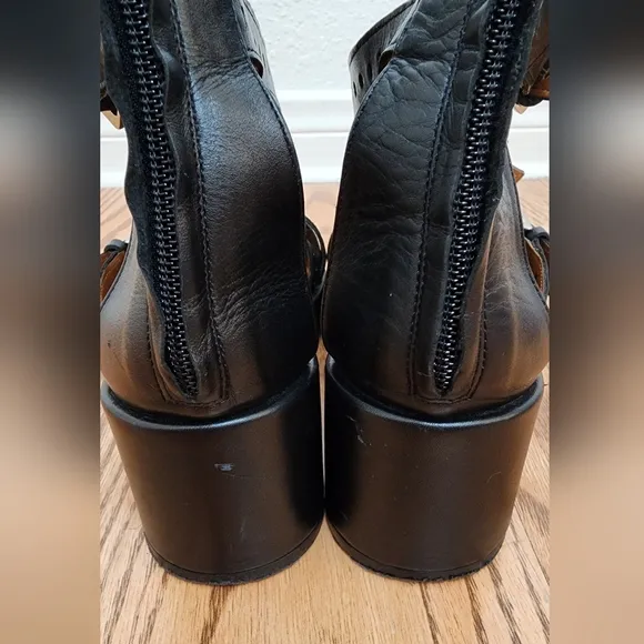 Robert Clergerie Leather Black Ballet Prim Gladiator  Platform Shoes