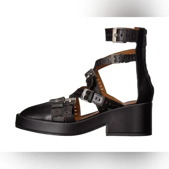 Robert Clergerie Leather Black Ballet Prim Gladiator  Platform Shoes