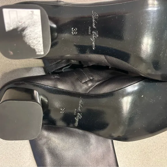 Robert Clergerie Paris soft black leather boots with block heel NEW SIZE 38 or 8