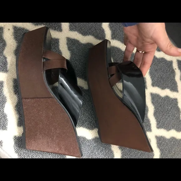 robert clergerie platform wedge sandals slides 6.5