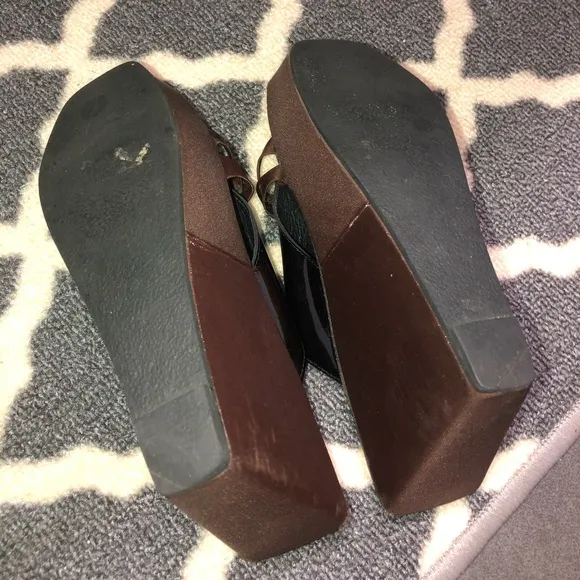 robert clergerie platform wedge sandals slides 6.5