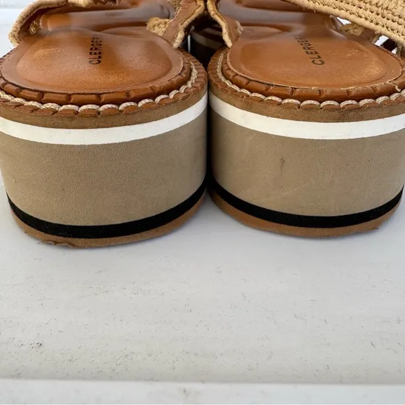 Robert Clergerie Women’s Feel Slingback Low Wedge Raffia Sandals size 40 9.5