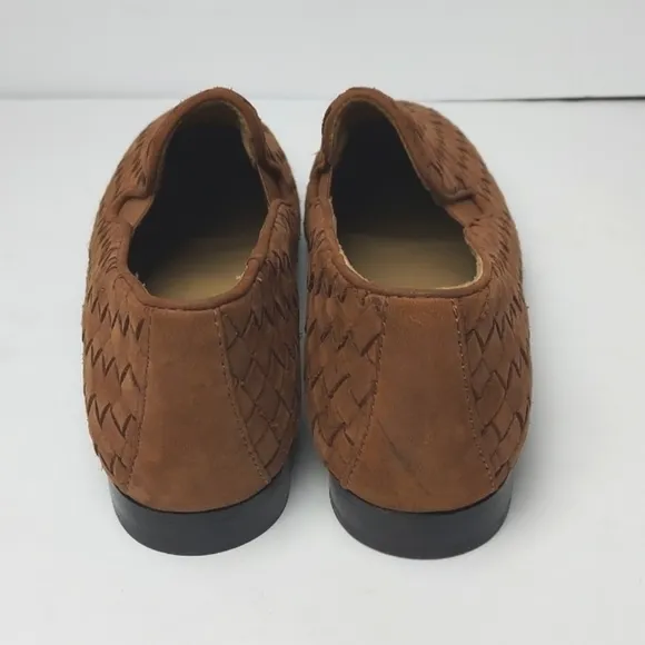 Robert Zur Flats Woven Suede Loafers Brown Size 8.5